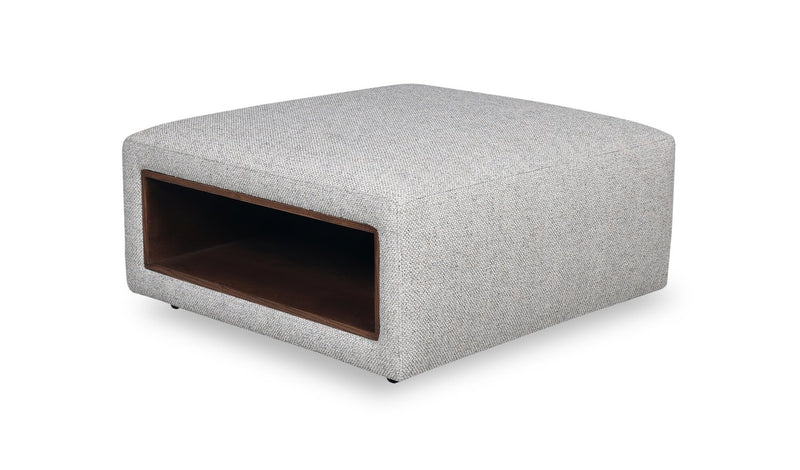 Geneva 32.5\" Cloud Beige Chenille Fabric Cocktail Ottoman with Storage and Wood Legs