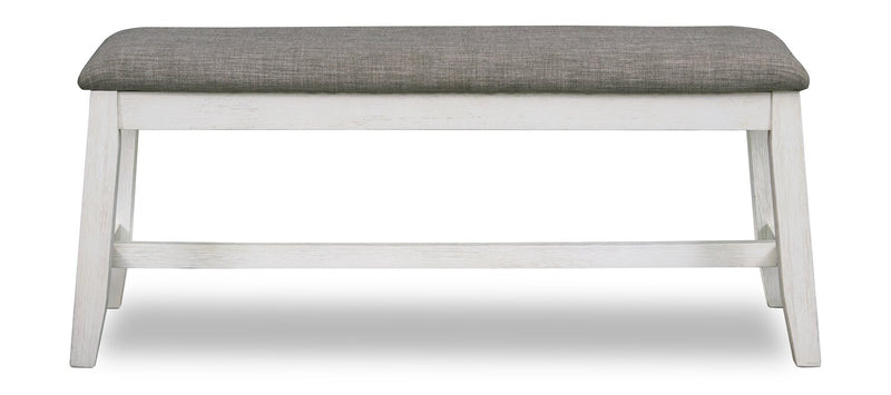 Echo Dining Bench with Linen-Look Fabric, Wood, 47.24\"W - White/Grey 