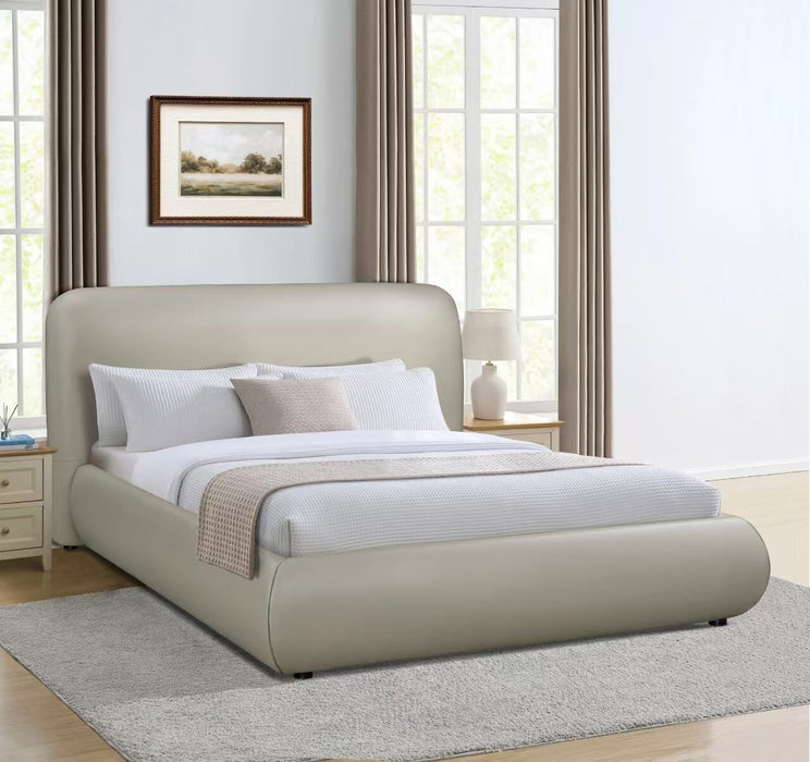 Luka Upholstered Platform Bed in Taupe Vegan Leather - Queen Size