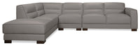 Citadel 3-Piece Left-Facing Top-Grain Genuine Leather Sectional with Rubberwood Legs - Grey