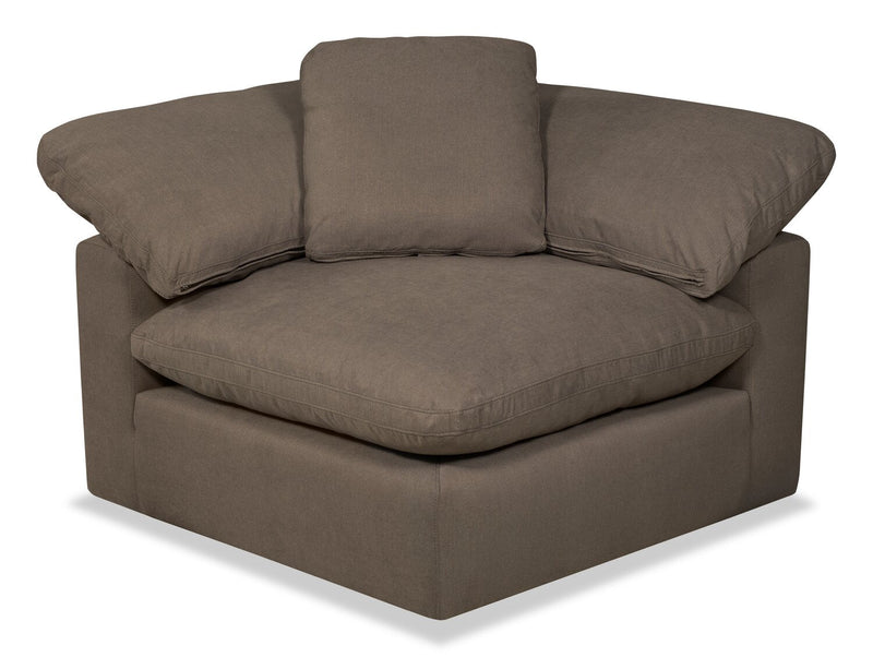 Eclipse Modular 86\" Linen-Look Fabric Loveseat with Reversible Feather Down Cushions - Slate Brown 