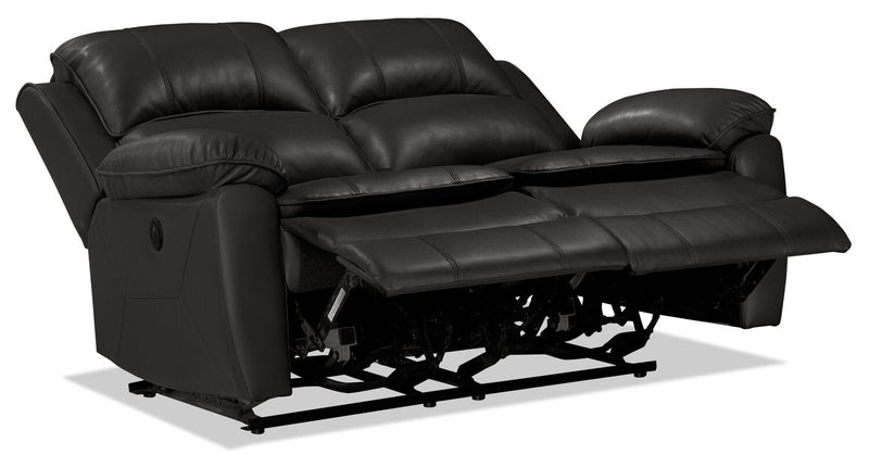 Chandler 60\" Leather-Look Fabric Power Reclining Loveseat - Grey 
