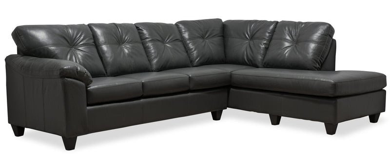 Made in Canada Addison 2-Piece Right-Facing Leather-Look Fabric Sectional with Removable Seat Cushions - Grey 
