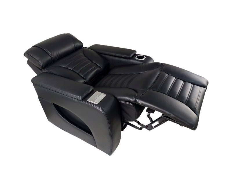 Zen 40\" Black Faux Leather Power Reclining Massage Chair with Power Headrest and Heated Seat 