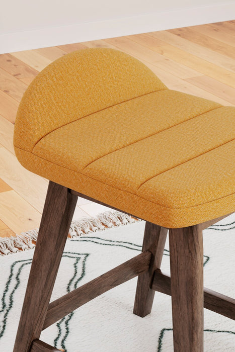 Jovi Counter-Height Stool with Linen-Look Fabric, 24\"H, Wood - Mustard 