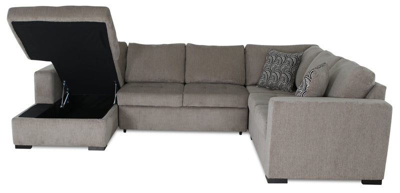 Legend 4-Piece Left-Facing Chenille Sleeper Sectional - Platinum 