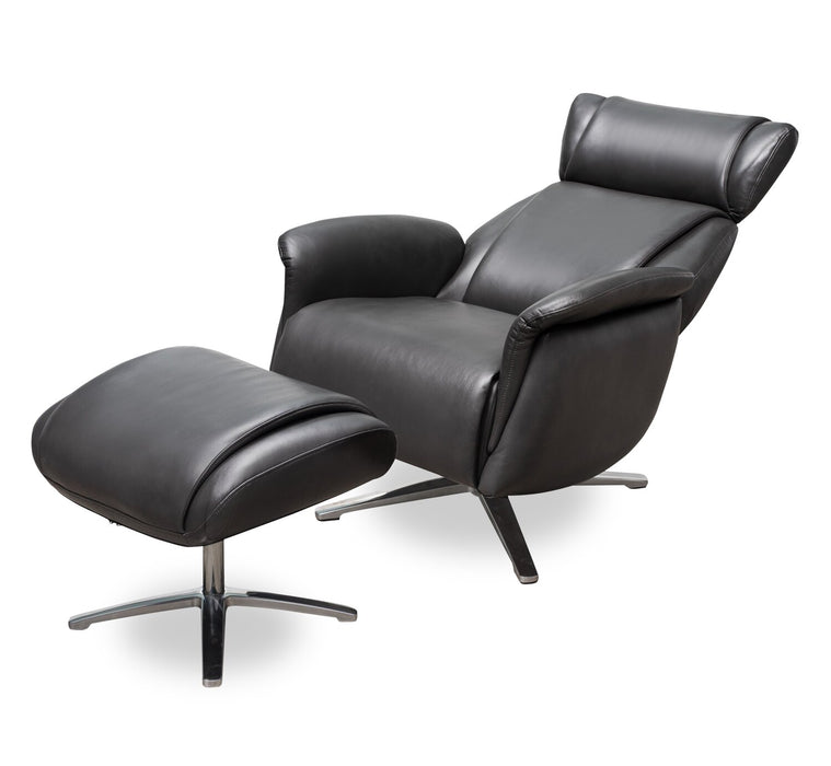 Vega Leath-Aire® Swivel Reclining Chair and Footrest - Grey