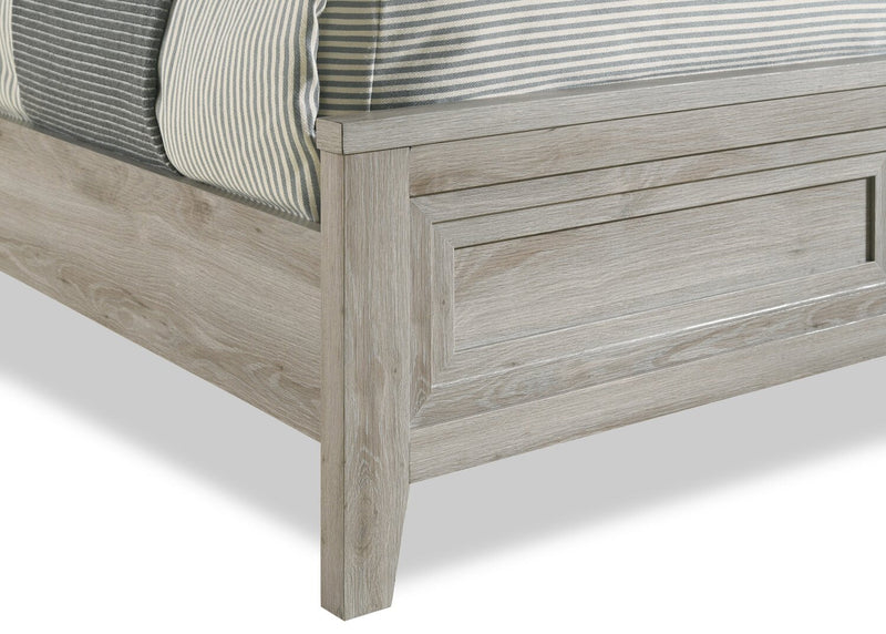 Lara Panel Bed with Headboard & Frame, Antique Grey - Queen Size 