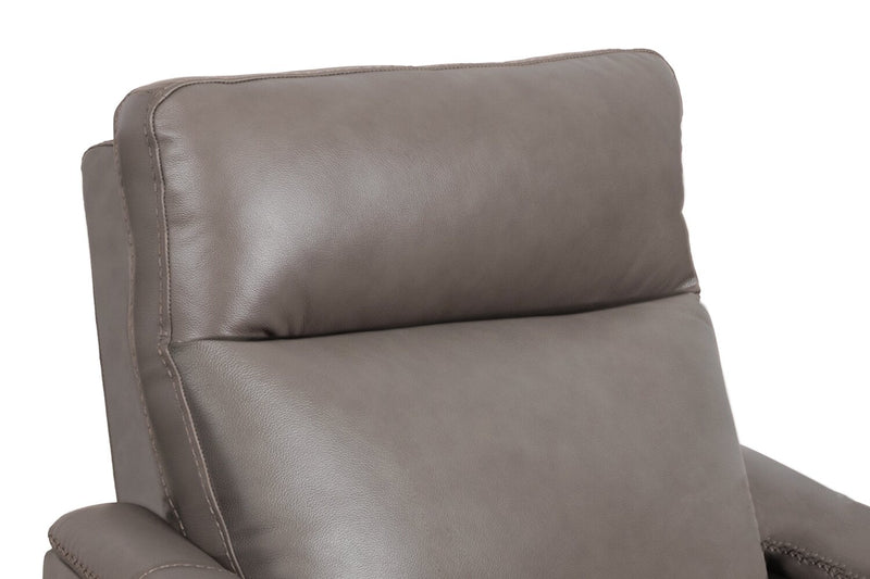Natalie 32.5\" Grey Top-Grain Genuine Leather Pushback Reclining Chair with Wood Legs