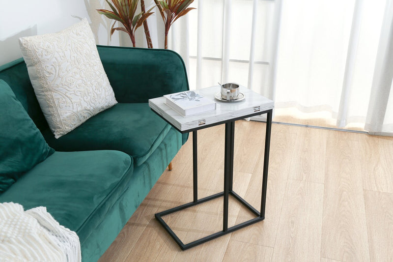 Pia Foldable Chairside Table - White