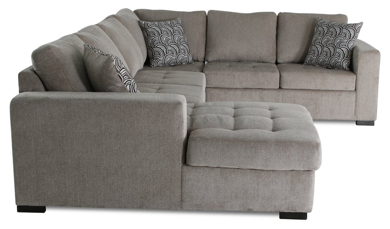 Legend 4-Piece Left-Facing Chenille Sleeper Sectional - Platinum 