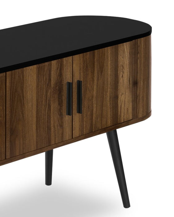 Elle 72\" Rustic TV Stand with Storage and Cable Management for TV's up to 80\"- Dark Brown and Black