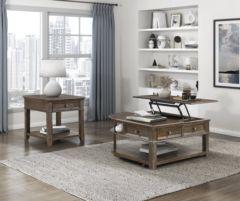Weston 38” Traditional Lift Top Coffee Table with Storage and Casters - Brown Elm