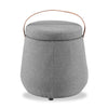 Vancouver Round Fabric Storage Ottoman - Grey