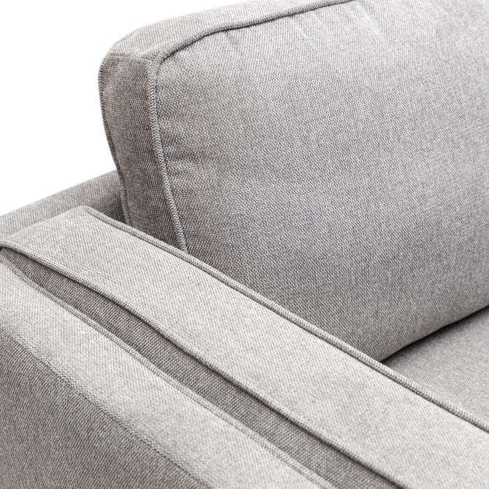Kort & Co. Kassia 80\" Grey Linen-Look Fabric Condo-Size Sofa with Wood Base and Legs