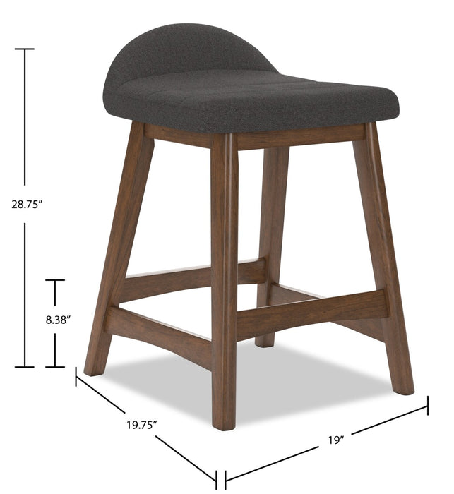 Jovi Counter-Height Stool with Linen-Look Fabric, 24\"H, Wood - Charcoal 
