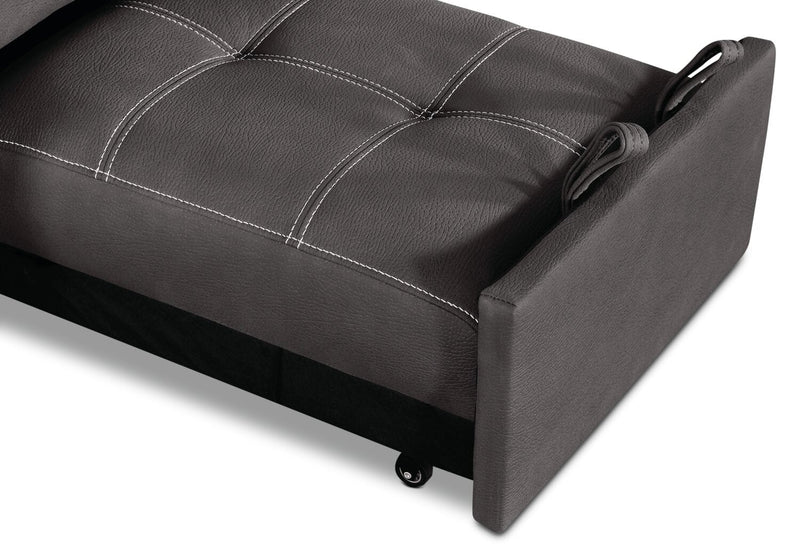 Drake 41.5\" Faux Suede Fabric Chair with Pull-Out Ottoman and Flip-Up Headrest - Cement Grey 