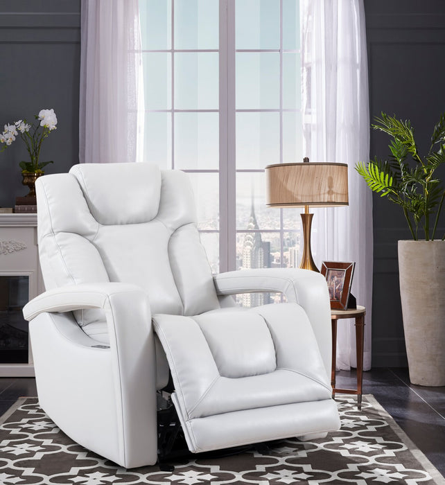 Kenzo 35\" Fog Grey Faux Leather Power Reclining Chair with Power Headrest, Footrest and USB Port