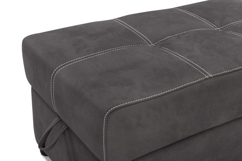 Drake 3-Piece Left-Facing Faux Suede Fabric Sleeper Sectional with Storage Ottoman - Cement Grey 