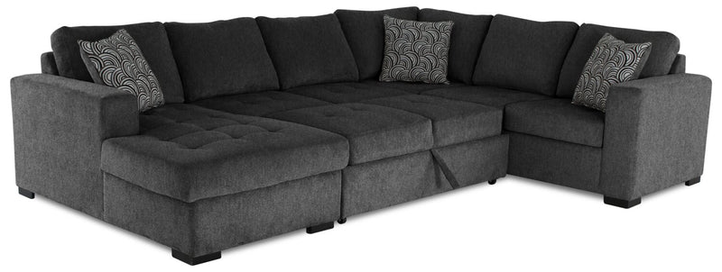 Legend 4-Piece Left-Facing Chenille Sleeper Sectional - Pepper 