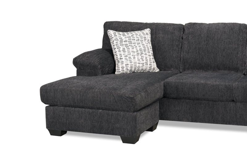 Made in Canada Morgan 3-Piece Right-Facing Chenille Fabric Wrap Sectional with Accent Pillows - Grey