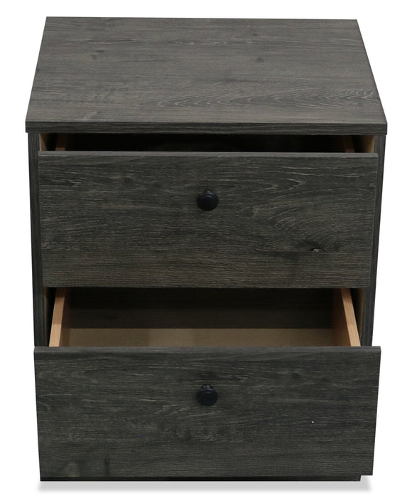 Hart Bedside 2-Drawer Nightstand, 18.4\"W x 22.2\"H, Made in Canada - Grey 