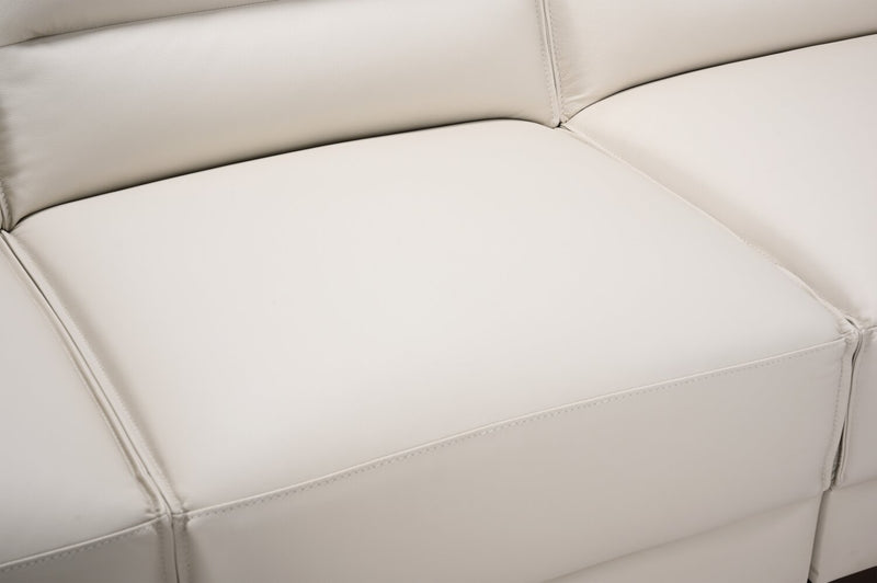 Citadel 2-Piece Left-Facing Top-Grain Genuine Leather Sectional with Rubberwood Legs - Frost White