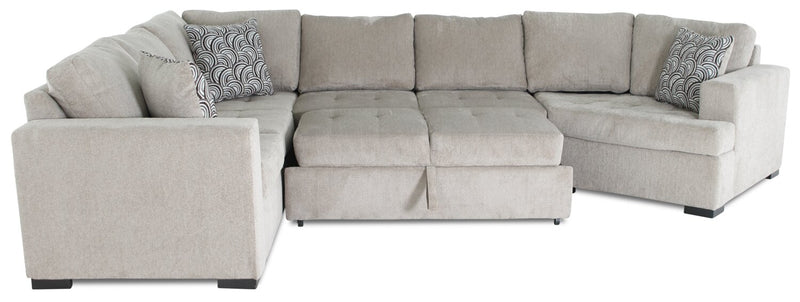 Legend 3-Piece Right-Facing Chenille Cuddler Sleeper Sectional - Platinum 