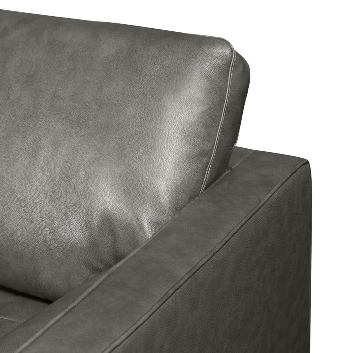 Edge 35\" Genuine Leather Chair with Wood Legs and Removable Back Cushion - Grey