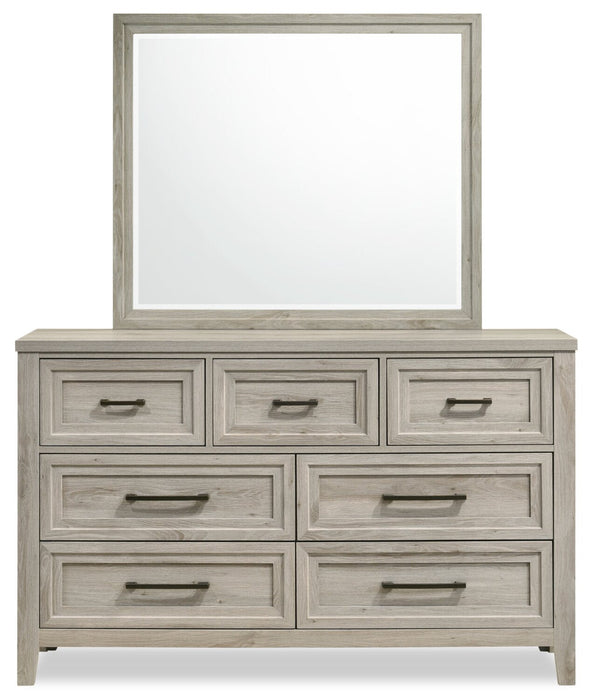 Lara 6pc Bedroom Set with Bed, Dresser, Mirror & Nightstand, Antique Grey - King Size 