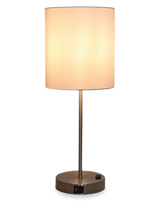 Chloe 21\" Brushed Steel Metal 2-Piece Set, with Two Table Lamps 