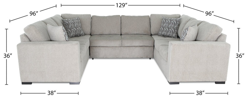 Legend 3-Piece Chenille Sleeper Sectional Sofa - Platinum