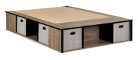 Everley Platform Bed with Built-in Storage & Baskets, Two-Tone - Full Size 