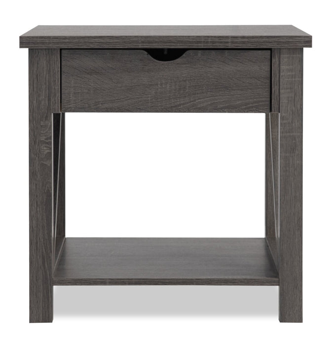 Jake 47.25\" Rustic 2-Pack Coffee + End Table with Storage and Shelf - Distressed Grey 