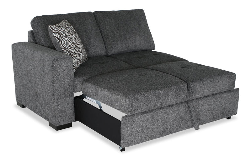 Made in Canada Legend 2-Piece Right-Facing Chenille Fabric Cuddler Sleeper Sectional - Pepper Grey