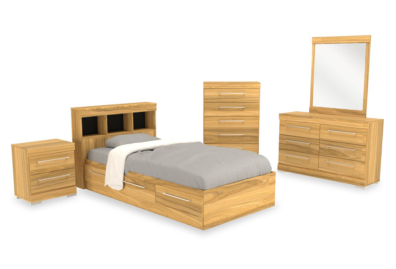 Riley Twin Mates Bed with Bookcase Headboard - Natural