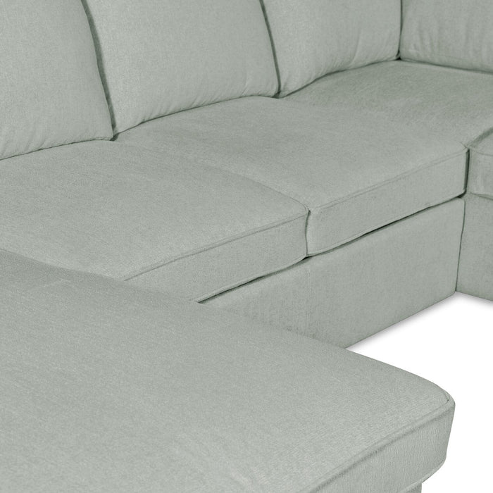 Scott Living Haven 3-Piece Left-Facing Chenille Fabric Sleeper Sectional with Storage Chaise - Seafoam Blue 