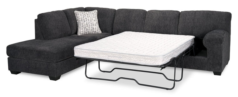 Made in Canada Morgan 2-Piece Left-Facing Chenille Fabric Sofa Bed Sectional with Accent Pillows - Grey