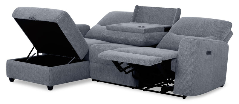 Meadow 2-Piece Left-Facing Charcoal Grey Chenille Fabric Power Reclining Sectional with Storage Chaise