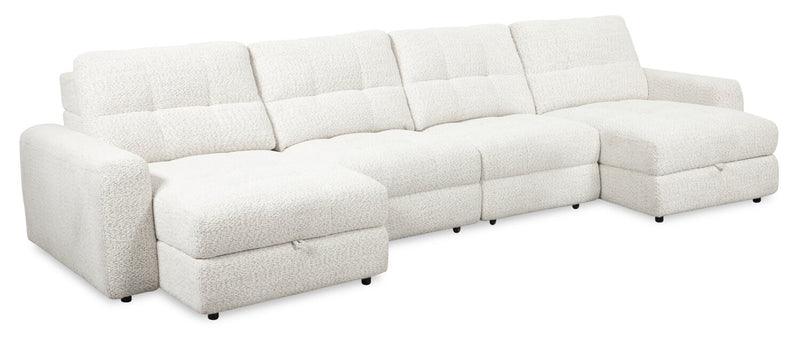Scott Living Elevate Modular 4-Piece Beige Chenille Fabric Sectional with Power Sliding Chairs
