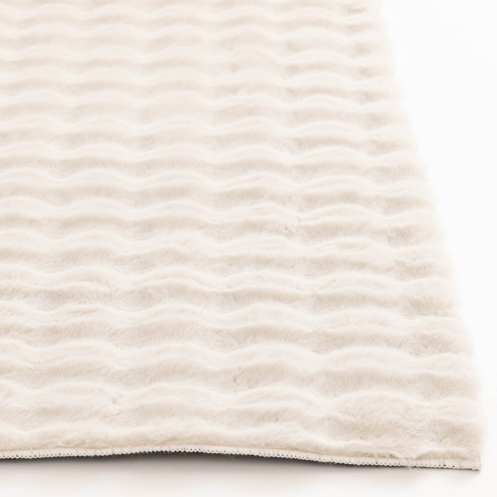 Faux Fur Bubble Ivory Area Rug with Memory Foam Backing - 5' x 7'
