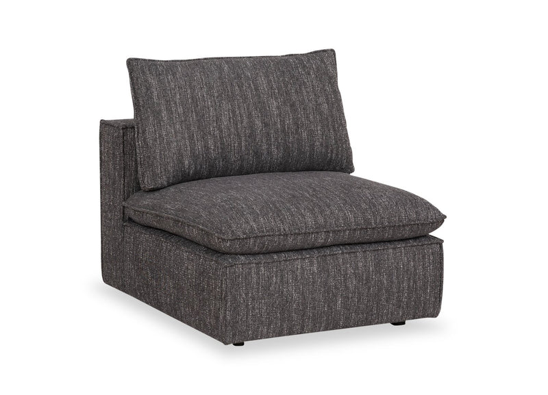 Fusion Modular 33.46\" Charcoal Grey Chenille Fabric Armless Chair with Removable Feather Down Cushion