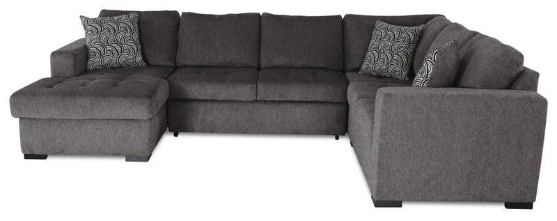 Legend 4-Piece Left-Facing Chenille Sleeper Sectional - Pewter 