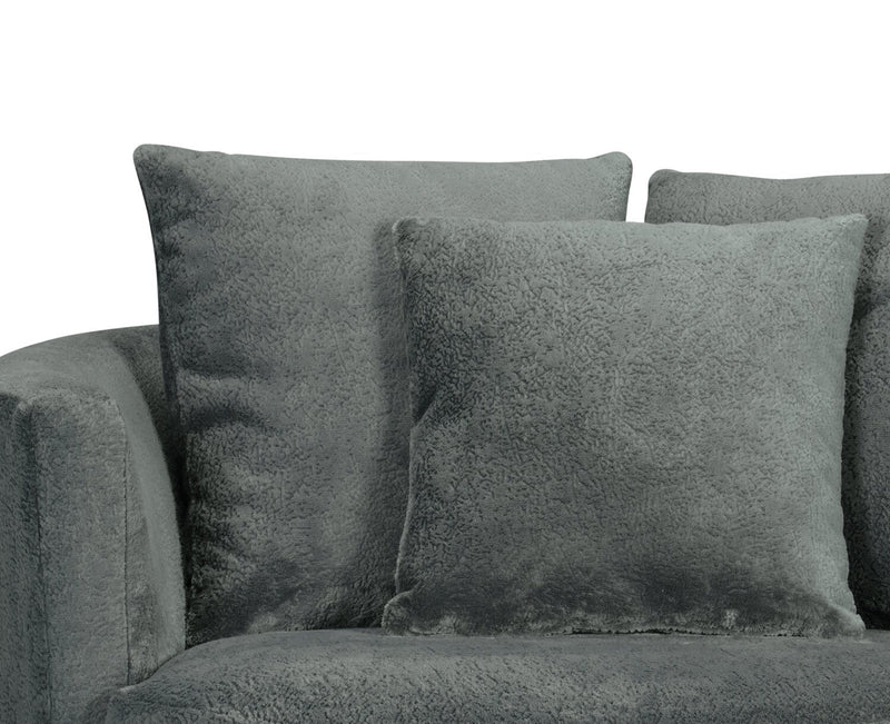 Made in Canada Midi 42\" Chenille Fabric Swivel Cuddler Accent Chair - Plush Thunder Grey 