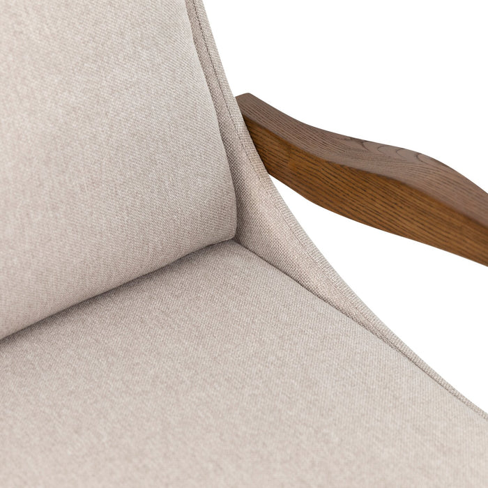 Echo 27.95\" Beige Fabric Accent Chair with Wood Arms and Legs
