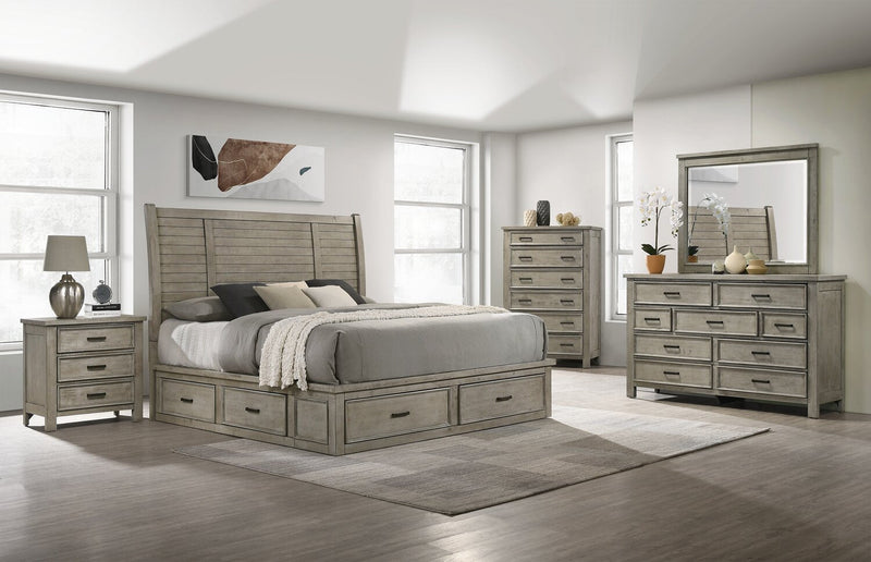 Levi Bedroom Chest of Drawers, 6-Drawer, 39\"W x 56\"H, Wood - Drift Grey 
