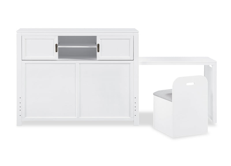 Quinn Full Bookcase Bed with Desk - White