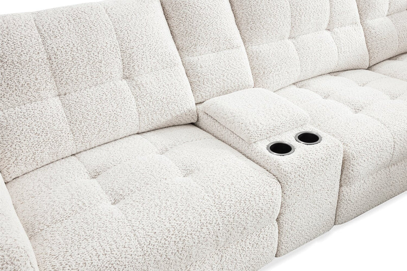 Scott Living Elevate Modular 6-Piece L-Shaped Chenille Fabric Power Reclining Sectional with Storage Console - Beige 