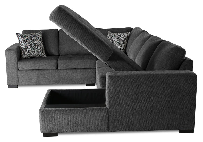 Legend 4-Piece Right-Facing Chenille Sleeper Sectional - Pepper 
