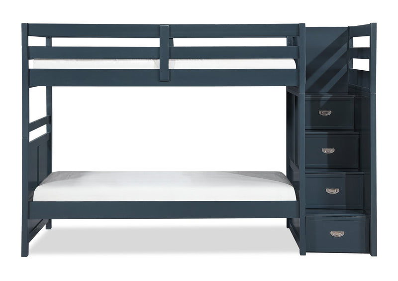 Quinn Twin/Twin Staircase Bunk Bed - Blue